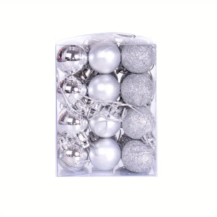 Silberne Christbaumkugeln 36x - 3 cm 