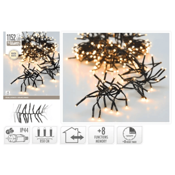LED-Lichterkette Cluster 1152 LEDs Warmweiß 8,5 m