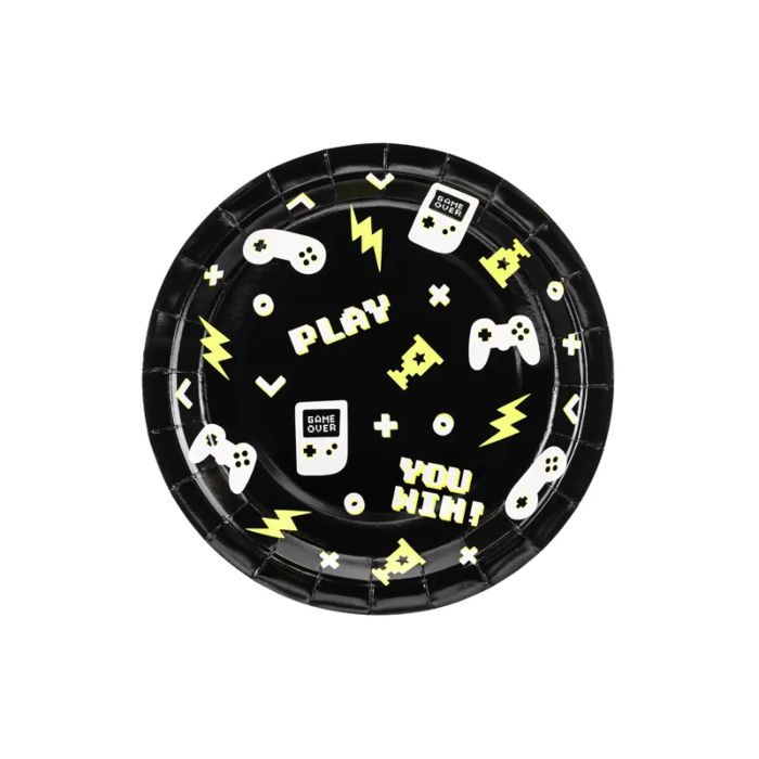 Pappteller mit Gamepad-Motiven 6x - 23x23 cm