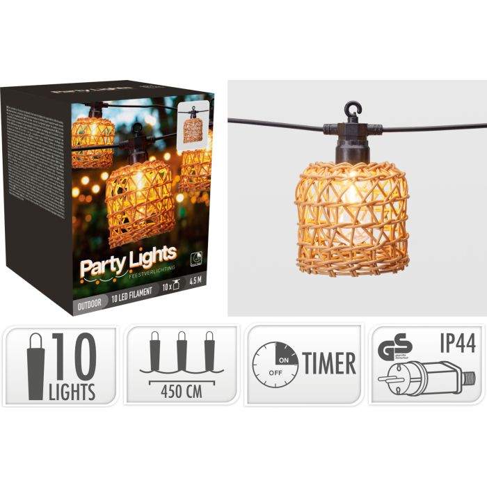 Lichterkette 10 LED-Lichtkugeln mit klaren Schirmen 4,5 m