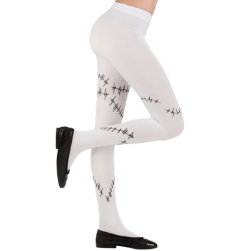Weiße Strumpfhosen mit Stichen für Kinder