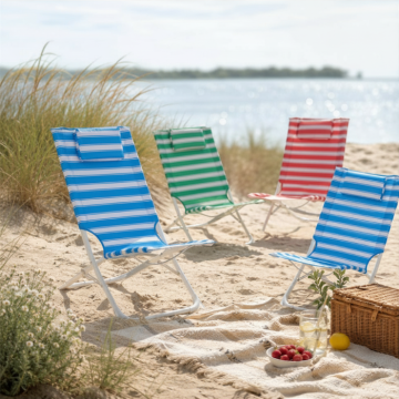 Gestreifte Strandstühle 42x72x37/77 cm