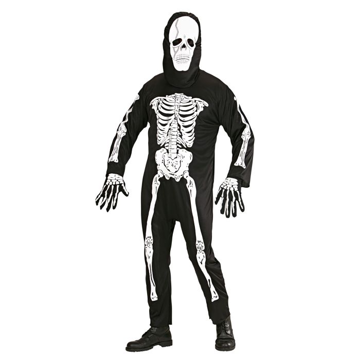 Skelettkostüm mit Ganzkörperanzug und Maske