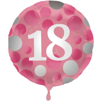 18 Jahre Folienballon in Pink 45 cm