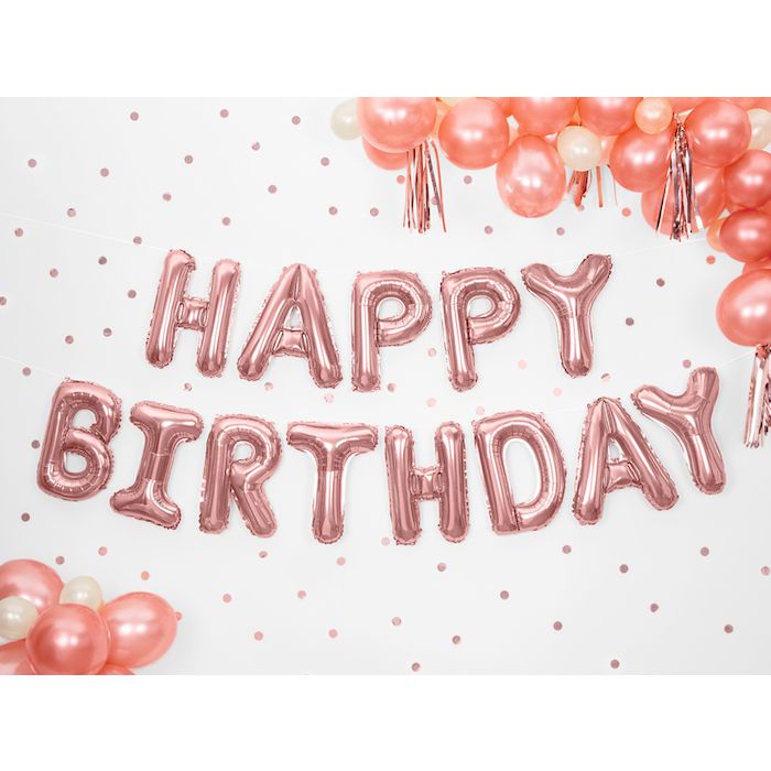 Happy Birthday Folienballon Roségold - 340 x 35 cm