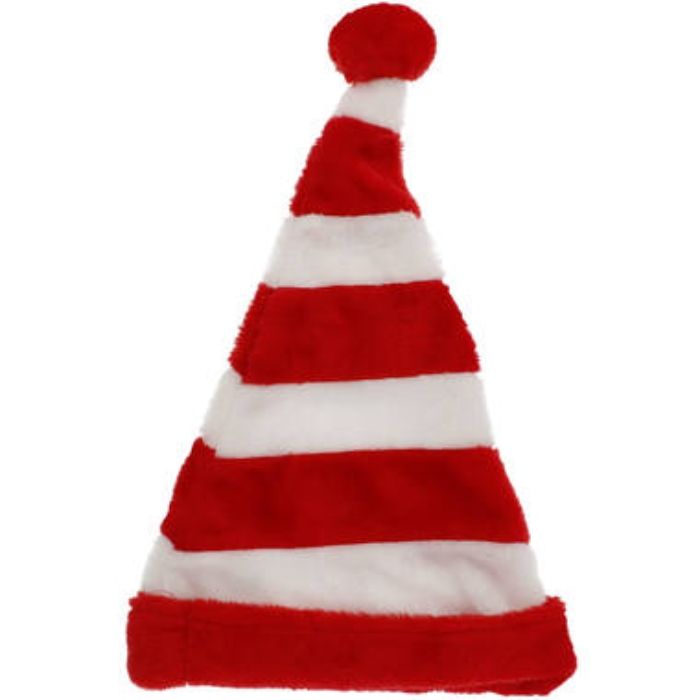 Gestreifte Weihnachtsmütze mit rotem Pompon