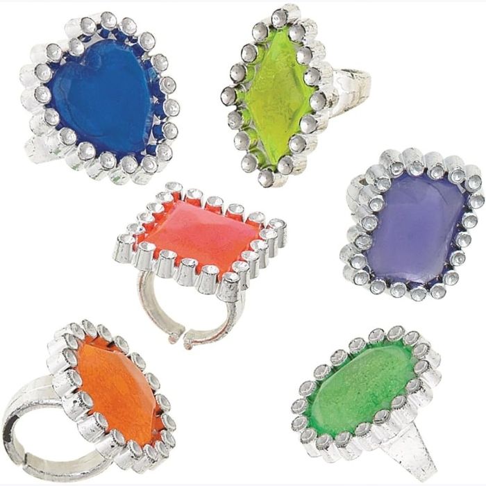 Einzigartige glitzernde Plastik-Ringe in verschiedenen Farben 12x