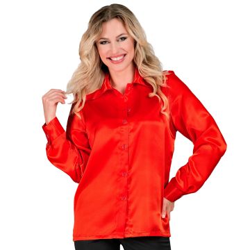 Rotes Satin-Discohemd für Damen