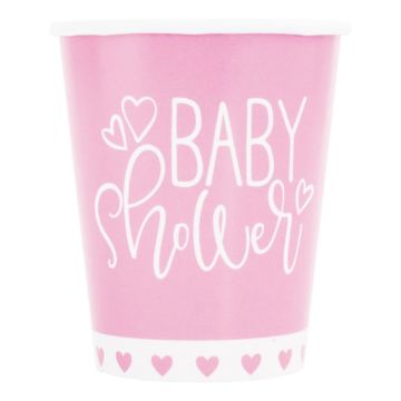 Rosa Babyshower-Pappbecher Mädchen 8x