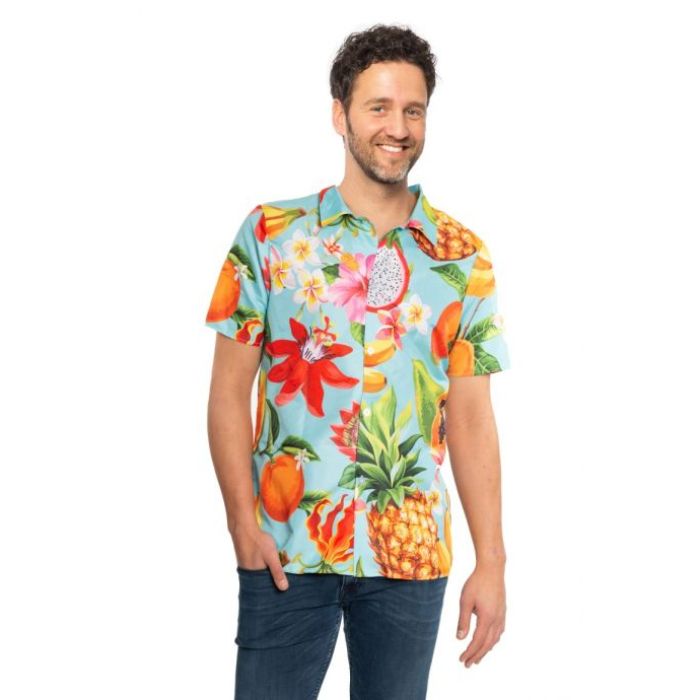Hawaii-Hemd mit mehrfarbigen Fruchtmotiven