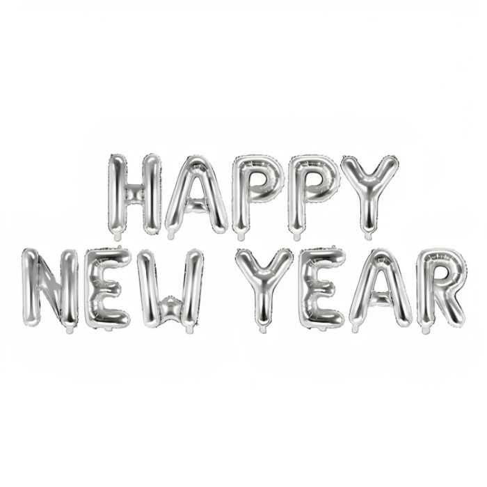 Folienballon Happy New Year silber 422x46 cm