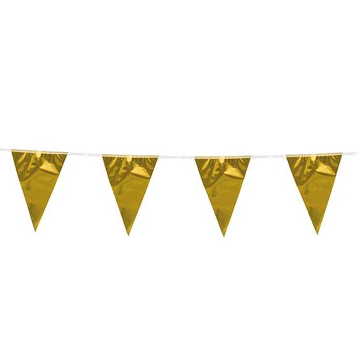 Gold Metallic 20x30 cm Flaggengirlande - 10 Meter