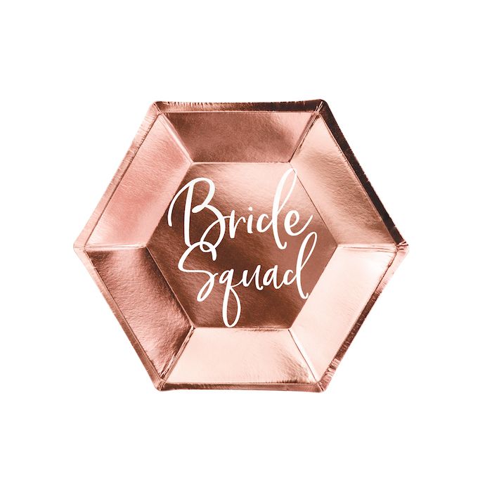Rose Gold Bride Squad Pappteller 6x - 23 cm