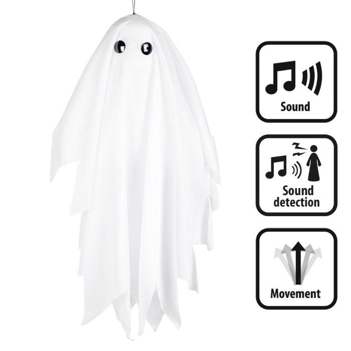 Zitternder Halloween-Geist mit Geräuschfunktion zum Aufhängen - 48 cm