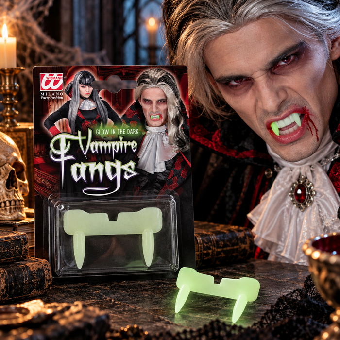 Selbstleuchtendes Vampirgebiss mit Reißzähnen