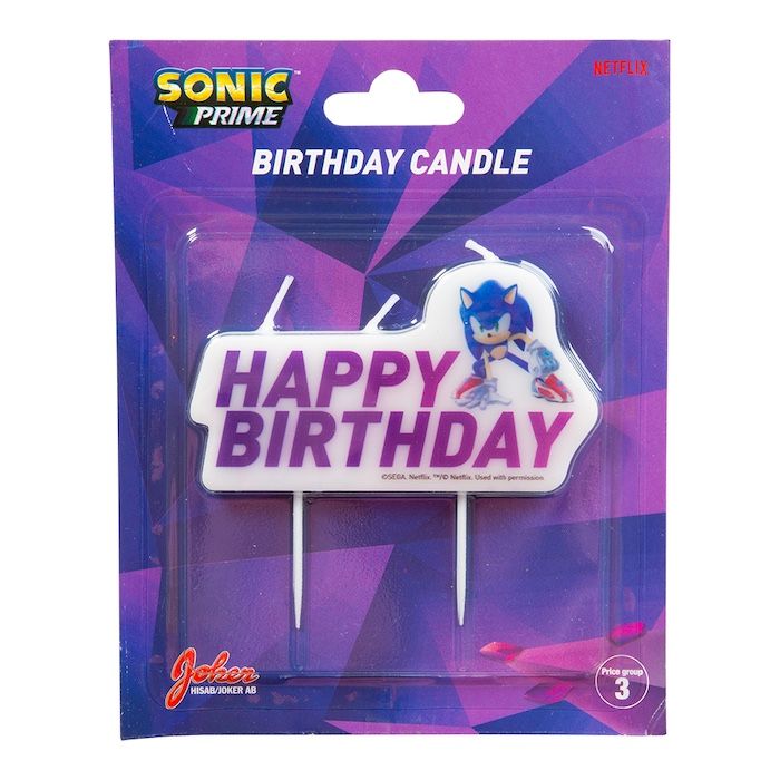 Sonic Geburtstagstorte Kerze auf Stäbchen 6x10 cm
