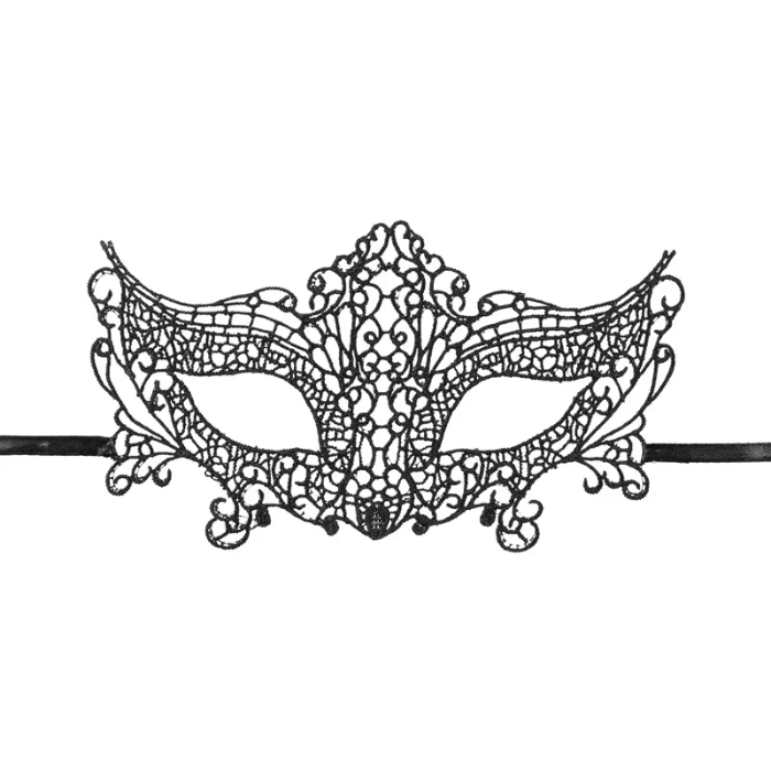 Schwarze Spitzen-Karnevals Augenmaske - 20 cm