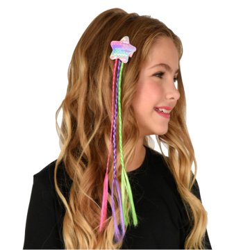 Regenbogen Haarverlängerungen mit Sternenhaarklammer für Kinder