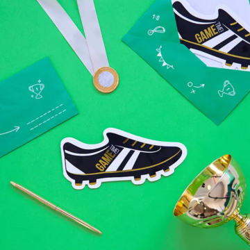 Einladungskarten mit Fußballschuhdesign 6x - 19x9 cm