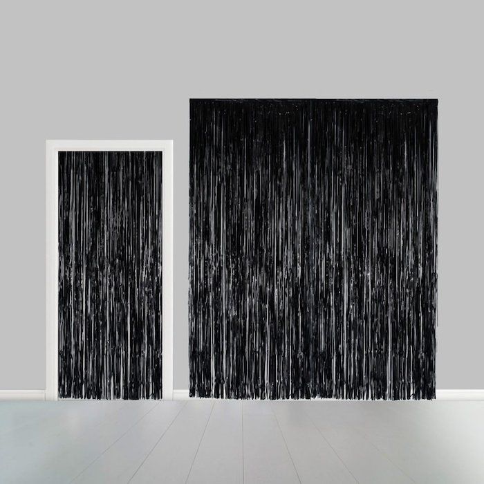 Schwarzer Glitzer-Vorhang - 100 x 240 cm