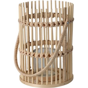Laterne aus Bambus und Glas Ø 17 x H 25/37 cm