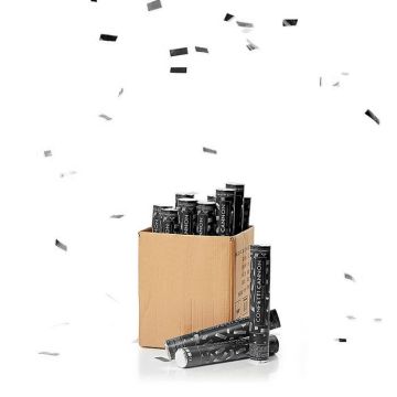 Silberne Konfettiröhren 40 cm PartyVikings 50x - Metallic Rechteckig