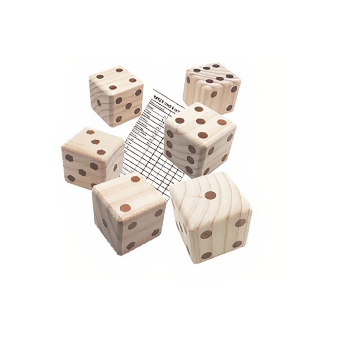 Riesiges Yatzy-Spiel für den Garten inkl. 6 Würfeln 7x7x7 cm und Block