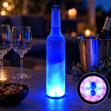 LED Flaschenlicht blau Schaumstoff Untersetzer 50x - mit selbstklebendem Klebeband