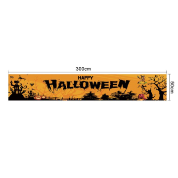 Orange und schwarzes Banner mit Happy Halloween Schrift - 300x50 cm