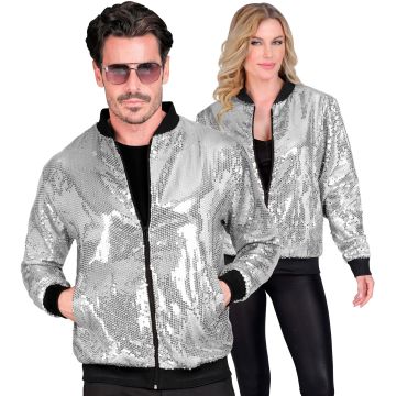 Pailletten-Bomberjacke in Silber