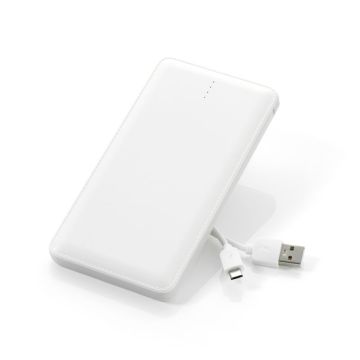 Powerbank 10.000 mAh inkl. integriertem Kabel für iPhone und Android weiß