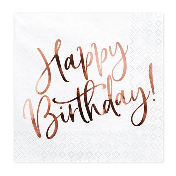 Happy Birthday Servietten weiß 20x - 33x33cm