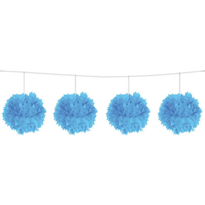 Pompon-Girlande hellblau - 3 m