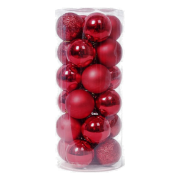 Dunkelrote Christbaumkugeln 24x - 6 cm