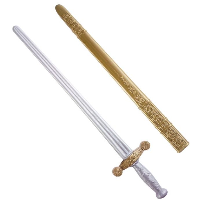 Silbernes Ritter-Schwert mit goldenem Schwertschaft - 75 cm