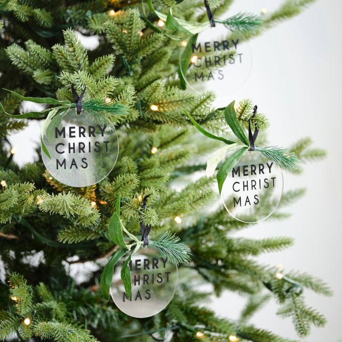 Weihnachtsdekoration für den Weihnachtsbaum Merry Christmas 4x- 8,5 cm
