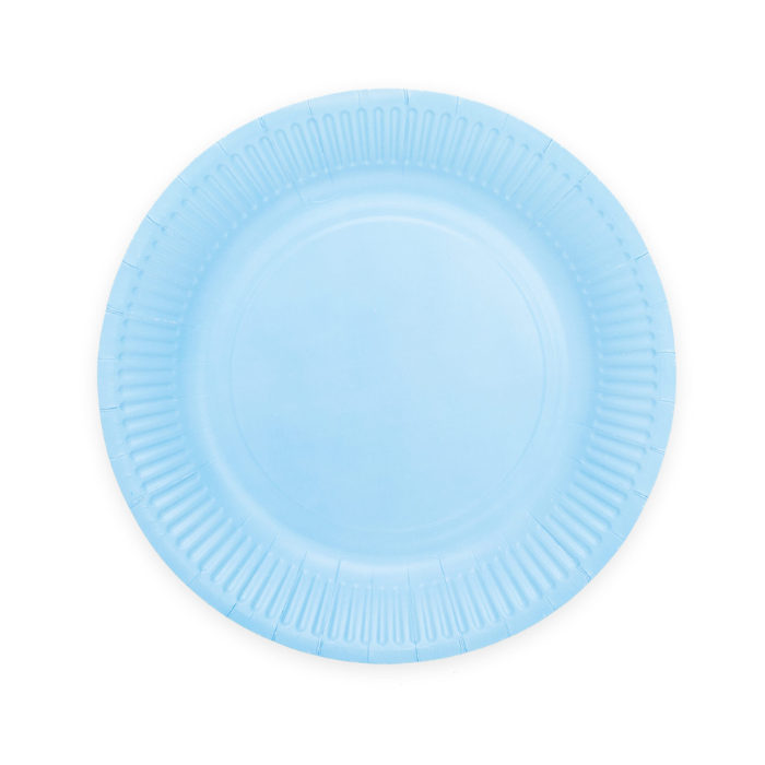 Himmelblaue Papp-Teller 8x - Ø 18 cm