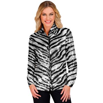 Zebra-Palettenbluse für Damen in Silber