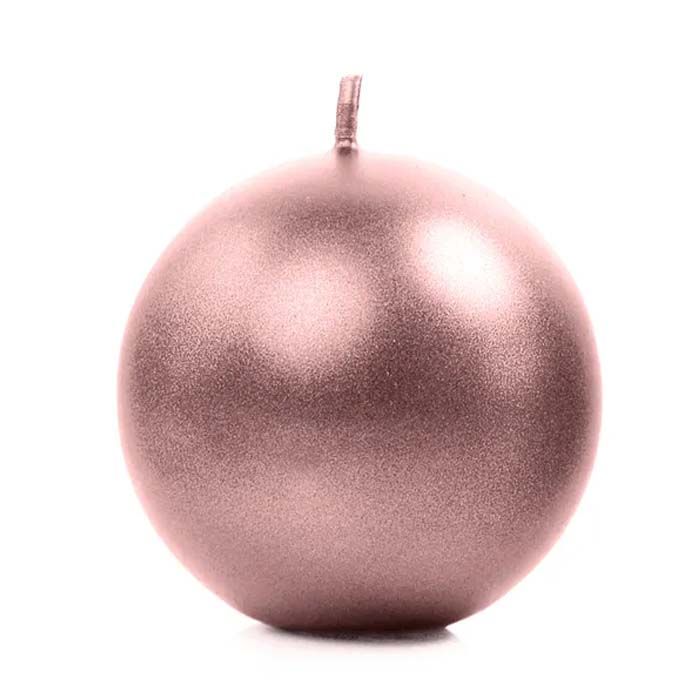 Runde Metallic Roségold Kerzen 6x - 8 cm