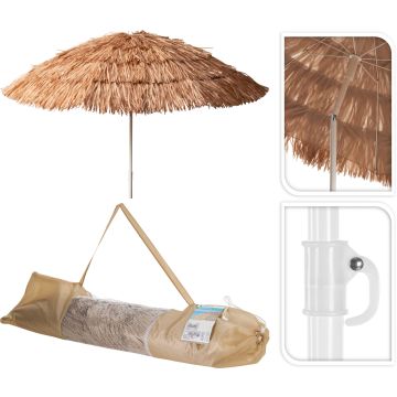 Raffia-Sonnenschirm in hellbraun Ø 180 cm mit Neigefunktion