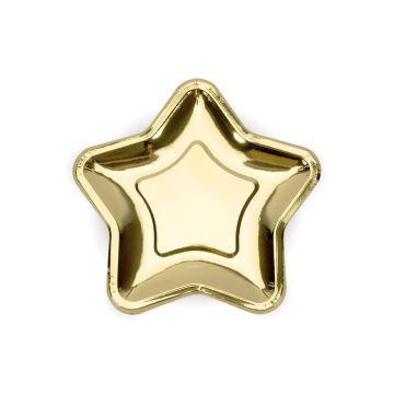 Gold Stern Pappteller 6x - 23 cm