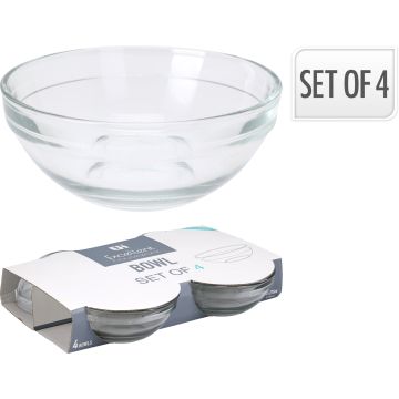 Glasschalen aus klarem Glas, Set mit 4, 275 ml