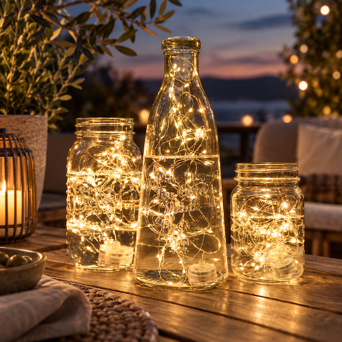 LED Lichterkette Draht 20 LED Warmweiß wasserdicht - 95 cm