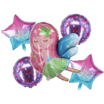 Folienballons mit Fee Mädchen Thema 5x
