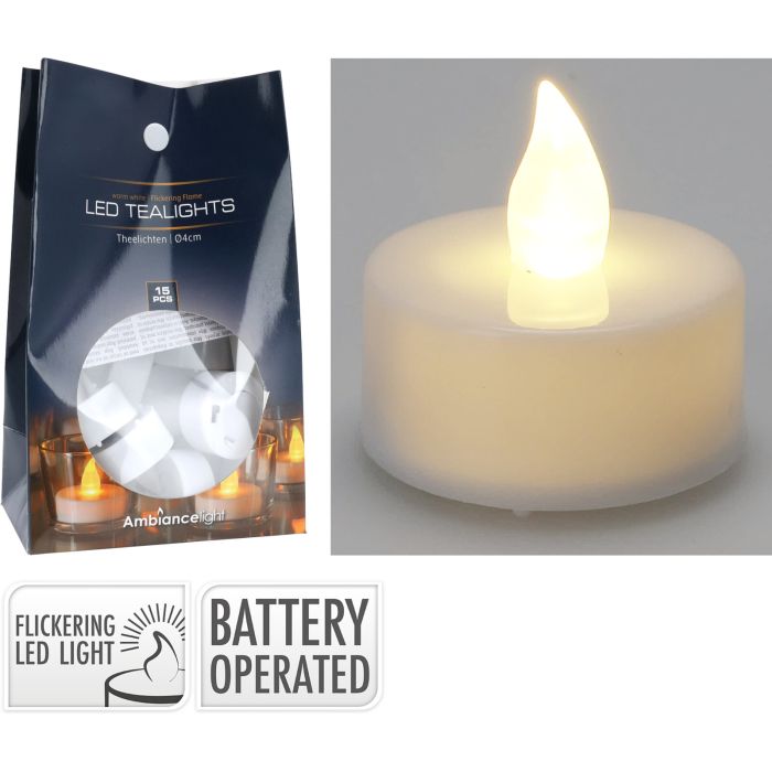 LED-Teelichter 15 stk. mit flackerndem Licht