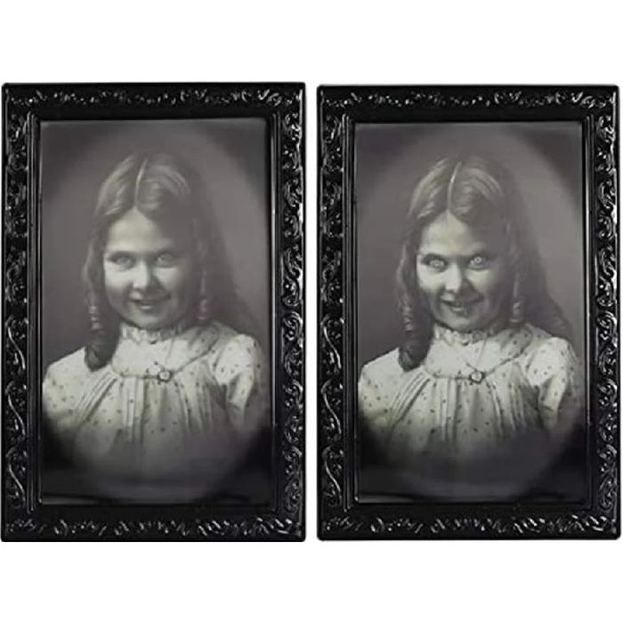 Gruseliges 3D Halloween Porträt mit wechselndem Bild 38x25 cm - Porträt eines kleinen Mädchens
