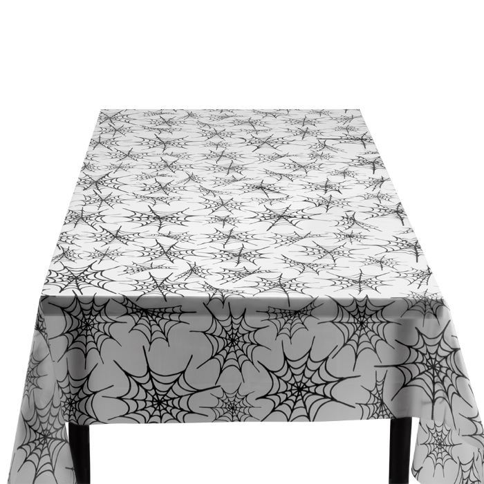 Halloween Spinnennetz Plastik Tischdecke - 135x275 cm