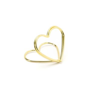 Goldfarbene Herz-Tischkartenhalter 10x - 2,5 cm