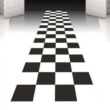 Schwarz-weißer karierter Tischläufer - 450x60 cm