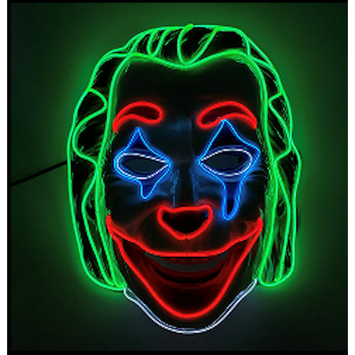 Gruselige Clown-LED-Joker-Maske mit grünem Haar